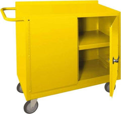 Durham - 2 Door, 1 Shelf, Yellow Steel Standard Safety Cabinet - 78" High x 18" Wide x 36" Deep, Manual Closing Door - Industrial Tool & Supply