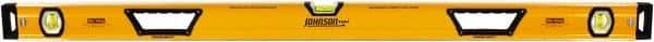 Johnson Level & Tool - 48" Long 3 Vial Box Beam Level - Aluminum, Yellow, 2 Plumb & 1 Level Vials - Industrial Tool & Supply