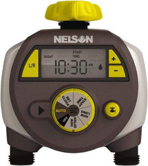 Nelson - Electronic Lawn Sprinkler Timer - 2 Watering Modes, 2 Outlets, 3/4-18 National Hose Thread - Industrial Tool & Supply