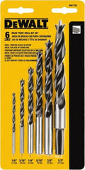 DeWALT - 1/8 to 1/2", 118° Point, Bright Finish, High Speed Steel Brad Point - Industrial Tool & Supply