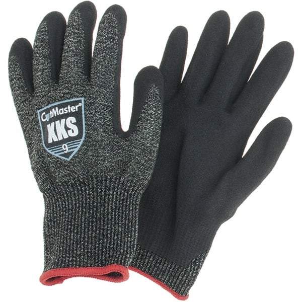 Value Collection - Size L, ANSI Cut Lvl A5, Puncture Lvl 4, Abrasion Lvl 4, Nitrile Coated Cut & Puncture Resistant Gloves - Palm Coated, Black, Paired - Industrial Tool & Supply