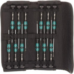 Wera - 12 Piece Hex, Phillips, Slotted & Torx Screwdriver Set - Blade Sizes: Width mm 1.5, 2, 3 & 1.8, Bit Sizes: Torx T-5 & T-6 - Industrial Tool & Supply