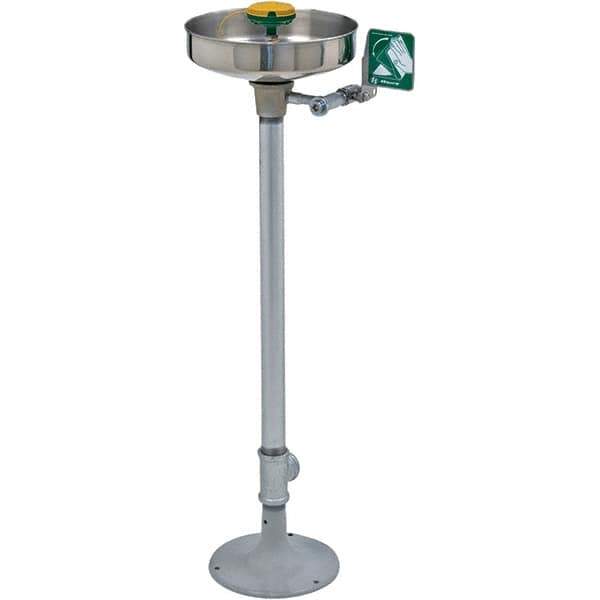 Haws - 15" Wide x 38" High, Pedestal Mount, Stainless Steel Bowl, Eye & Face Wash Station - 11" Inlet, 3.7 GPM Flow Rate - Industrial Tool & Supply