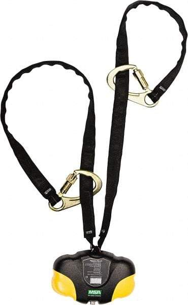 MSA - 7.5' Long, 310 Lb Capacity, Nylon Webbing Fall Limiter - Locking Snap Hook Connector, Carabiner Connector - Industrial Tool & Supply