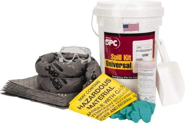 Brady SPC Sorbents - 4.5 Gal Capacity Universal Spill Kit - 6.5 Gal Bucket - Industrial Tool & Supply