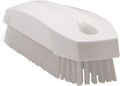 Vikan - 0.7" Bristle Length, Polyester Scrub Brush - 1-1/2" Wide Head, 4-1/2" OAL, White, Polypropylene Block - Industrial Tool & Supply