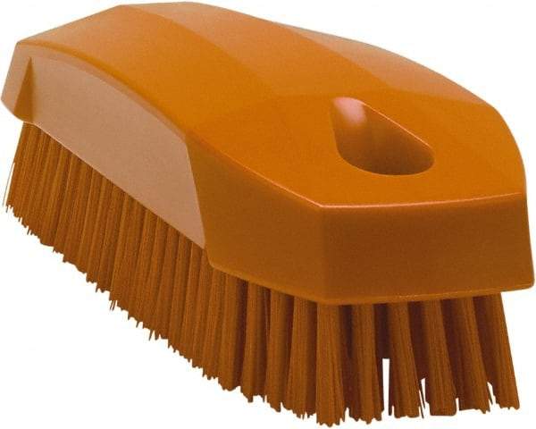 Vikan - 0.7" Bristle Length, Polyester Scrub Brush - 1-1/2" Wide Head, 4-1/2" OAL, Orange, Polypropylene Block - Industrial Tool & Supply