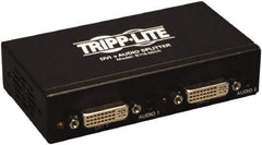 Tripp-Lite - DVI Splitter with Audio and Signal Booster - DVI Connector, Black, Use with Monitors - Industrial Tool & Supply