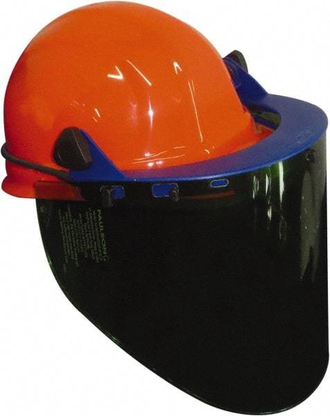 PRO-SAFE - Nylon Orange Ratchet Adjustment, Face Shield & Headgear Set - 20" Wide x 10" High x 0.06" Thick, Anti-Fog, Green Window - Industrial Tool & Supply
