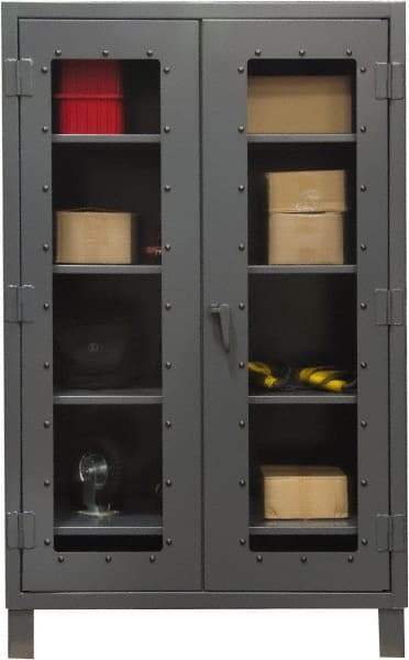 Durham - 3 Shelf Visible Storage Cabinet - Steel, 48" Wide x 24" Deep x 66" High, Gray - Industrial Tool & Supply