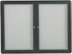 Quartet - 48" Wide x 36" High Enclosed Cork Bulletin Board - Fabric Covered, Gray - Industrial Tool & Supply