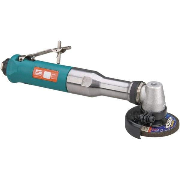 Dynabrade - 3" Wheel Diam, 18,000 RPM, Pneumatic Angle & Disc Grinder - 3/8-24 Spindle, 41 CFM, Rear Exhaust - Industrial Tool & Supply