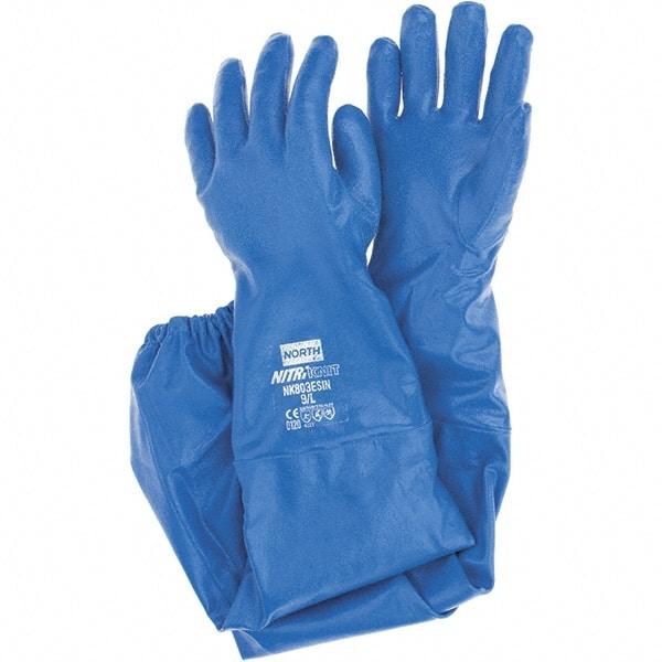 Honeywell - 26" Long, Nitrile Chemical Resistant Gloves - Blue - Industrial Tool & Supply