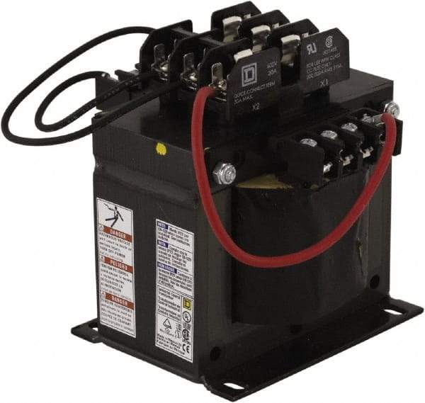 Square D - 750 VA, Top Mount Fuse Block Control Transformer - 50/60 Hz, 5.61 Inch Deep x 5.8 Inch High - Industrial Tool & Supply