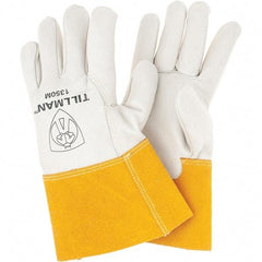 TILLMAN - Welder's & Heat Protective Gloves - 4" NATRL/TAN MED 1/PR COWHIDE MIG WELDING GLV - Industrial Tool & Supply