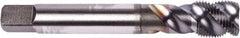 Union Butterfield - M8x1.00 Metric Fine 3 Flute 6H Modified Bottoming Spiral Flute Tap - Powdered Metal, TiCN Finish, 90mm OAL, Right Hand Flute, Right Hand Thread, Series 1677AP - Exact Industrial Supply
