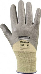 Jackson Safety - Size M (8), ANSI Cut Lvl 2, Polyurethane Coated Kevlar Cut Resistant Gloves - 9.0551" Long, Palm, Fingers & Knuckles Coated, Knit Wrist, Yellow/Gray, Paired - Industrial Tool & Supply