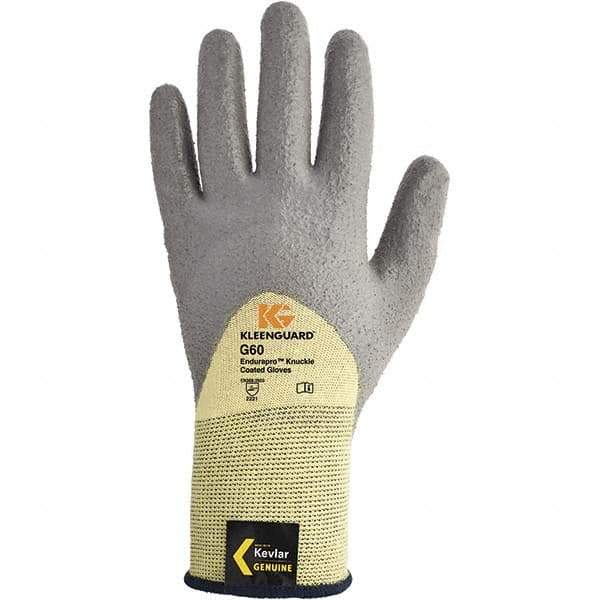 KleenGuard - Size XL (10), ANSI Cut Lvl 2, Polyurethane Coated Kevlar Cut Resistant Gloves - 9.8425" Long, Palm, Fingers & Knuckles Coated, Knit Wrist, Yellow/Gray, Paired - Industrial Tool & Supply