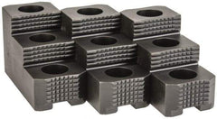 H & R Manufacturing - 15" Max Chuck Diam Compatibility, Case Hardened Steel 1.5mm x 60° Serrated Hard Lathe Top Jaws - 2 Steps, 0.866" Groove Width, 2-1/2" Wide x 5-1/2" Long x 3-15/32" High - Industrial Tool & Supply
