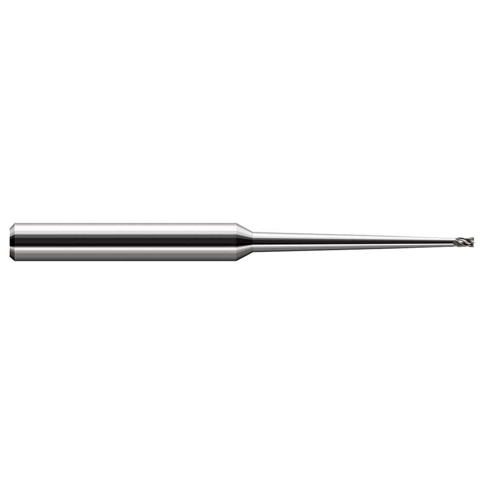 Square End Mill: 3/32'' Dia, 9/64'' LOC, 1/4'' Shank Dia, 4'' OAL, 2 Flutes, Solid Carbide Single End, Uncoated, 30 ° Helix, Centercutting, RH Cut, RH Flute