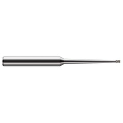 Square End Mill: 3/32'' Dia, 9/64'' LOC, 1/4'' Shank Dia, 4'' OAL, 2 Flutes, Solid Carbide Single End, Uncoated, 30 ° Helix, Centercutting, RH Cut, RH Flute