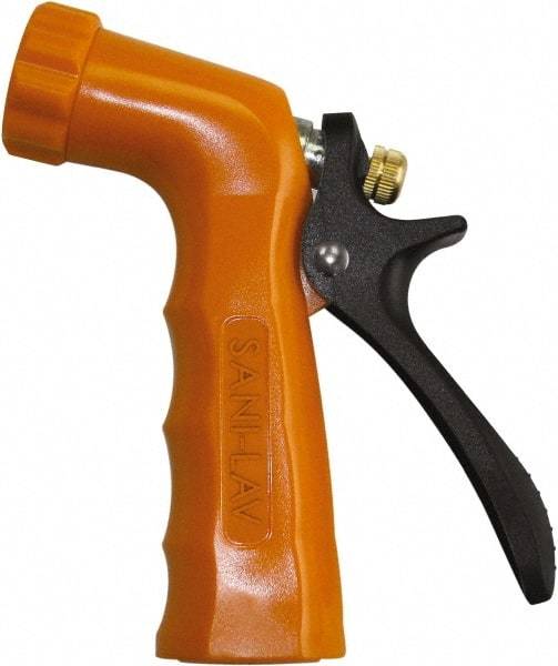 SANI-LAV - 3/4" Pipe, Insulated, Grade 3 Zinc Adjustable Spray Pattern Nozzle - Safety Orange, 3/4 GHT Connection, 6.5 Gal per min at 100 psi, 3/4 GHT, 3/4" Orifice Diam, For Use With Water - Industrial Tool & Supply