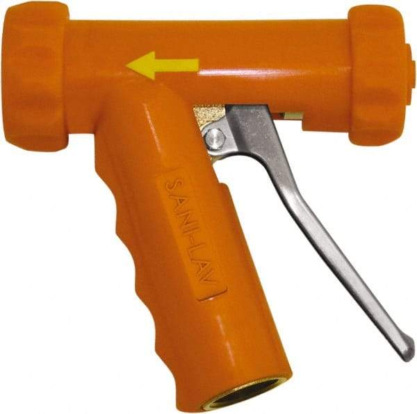 SANI-LAV - 3/4" Pipe, Insulated, Grade C-36000 Brass Adjustable Spray Pattern Nozzle - Safety Orange, 3/4 GHT Connection, 5.3 Gal per min at 100 psi, 3/4 GHT, 3/4" Orifice Diam, For Use With Water - Industrial Tool & Supply