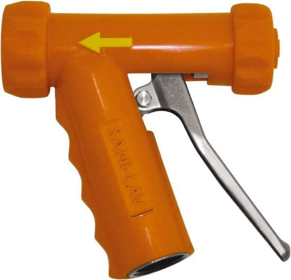 SANI-LAV - 3/4" Pipe, Insulated, Grade 304 Stainless Steel Adjustable Spray Pattern Nozzle - Safety Orange, 3/4 GHT Connection, 7 Gal per min at 100 psi, 3/4 GHT, 3/4" Orifice Diam, For Use With Water - Industrial Tool & Supply