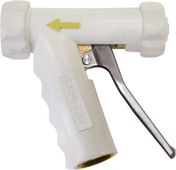 SANI-LAV - 3/4" Pipe, Insulated, Grade C-36000 Brass Adjustable Spray Pattern Nozzle - White, 3/4 GHT Connection, 7 Gal per min at 100 psi, 3/4 GHT, 3/4" Orifice Diam, For Use With Water - Industrial Tool & Supply