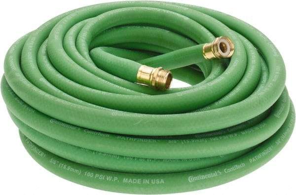 Continental ContiTech - 50' Long Garden Hose - 5/8" Diam, 3/4 GHT, Rubber, 100 psi, Green - Industrial Tool & Supply