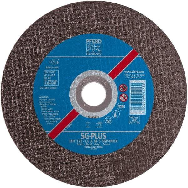 PFERD - 5" 60 Grit Aluminum Oxide Cutoff Wheel - 0.03" Thick, 7/8" Arbor, Use with Angle Grinders - Industrial Tool & Supply