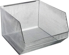 Quantum Storage - 175 Lb. Load Capacity, 18-1/2" Deep, Chrome Hopper Stacking Bin - 11-1/8" High x 17-1/8" Wide x 18-1/2" Long - Industrial Tool & Supply