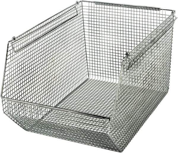 Quantum Storage - 175 Lb. Load Capacity, 18-1/2" Deep, Chrome Hopper Stacking Bin - 10-1/8" High x 11" Wide x 18-1/2" Long - Industrial Tool & Supply