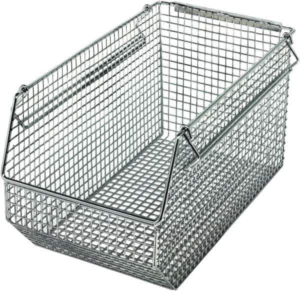 Quantum Storage - 175 Lb. Load Capacity, 14-1/2" Deep, Chrome Hopper Stacking Bin - 7" High x 8" Wide x 14-1/2" Long - Industrial Tool & Supply