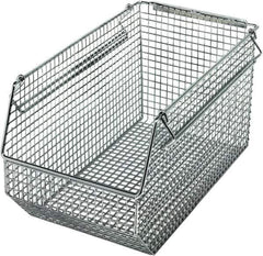 Quantum Storage - 175 Lb. Load Capacity, 14-1/2" Deep, Chrome Hopper Stacking Bin - 7" High x 8" Wide x 14-1/2" Long - Industrial Tool & Supply