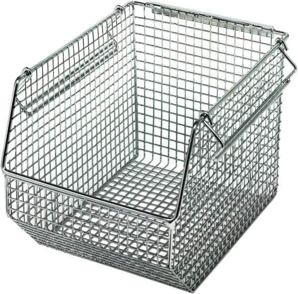 Quantum Storage - 175 Lb. Load Capacity, 10-1/2" Deep, Chrome Hopper Stacking Bin - 7" High x 8" Wide x 10-1/2" Long - Industrial Tool & Supply