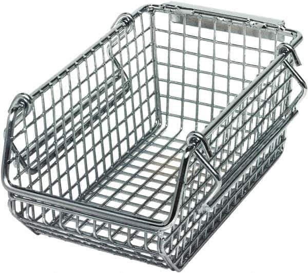 Quantum Storage - 175 Lb. Load Capacity, 7-1/4" Deep, Chrome Hopper Stacking Bin - 3" High x 4-1/4" Wide x 7-1/4" Long - Industrial Tool & Supply