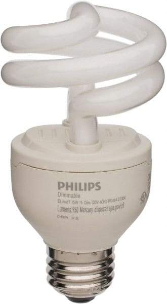Philips - 14 Watt Fluorescent Residential/Office Medium Screw Lamp - 2,700°K Color Temp, 950 Lumens, 120 Volts, EL/mDT, 10,000 hr Avg Life - Industrial Tool & Supply
