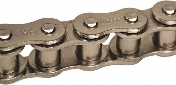 U.S. Tsubaki - 1/2" Pitch, ANSI 40, Single Strand Roller Chain - Chain No. 40NP, 4,250 Lb. Capacity, 10 Ft. Long, 5/16" Roller Diam, 5/16" Roller Width - Industrial Tool & Supply