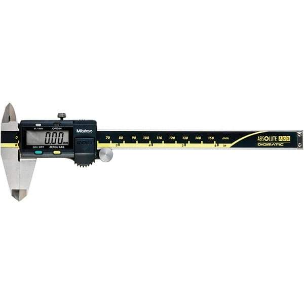Mitutoyo - 0 to 6" Range 0.01mm Resolution, Electronic Caliper - Steel with 40mm Steel Jaws, 0.001" Accuracy, SPC Output - Industrial Tool & Supply