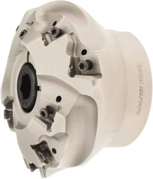 Iscar - 4.252" Cut Diam, 1-1/4" Arbor Hole, 0.637" Max Depth of Cut, 30° Indexable Chamfer & Angle Face Mill - 9 Inserts, T490 LN.. 1306.. Insert, Right Hand Cut, 9 Flutes, Through Coolant, Series Helitang - Industrial Tool & Supply