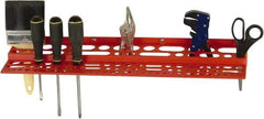 Quantum Storage - Tool Box Polypropylene Tool Rack - 24" Wide x 6" Deep x 2-3/4" High, Red, For Louvered Panels - Industrial Tool & Supply