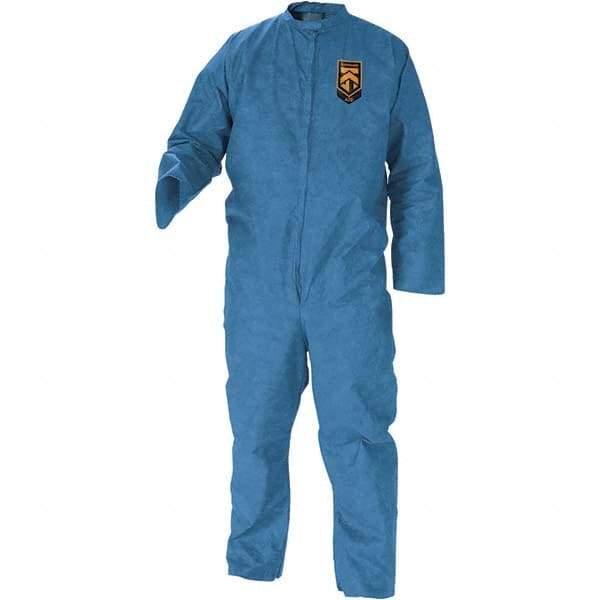 KleenGuard - Size M SMS General Purpose Coveralls - Blue, Zipper Closure, Open Cuffs, Open Ankles - Industrial Tool & Supply