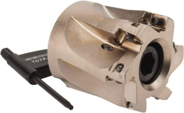 Seco - 6 Inserts, 1-1/2" Cut Diam, 3/4" Arbor Diam, 0.354" Max Depth of Cut, Indexable Square-Shoulder Face Mill - 0° Lead Angle, 1.575" High, XO.X 10T3.. Insert Compatibility, Through Coolant, Series Turbo 10 - Industrial Tool & Supply