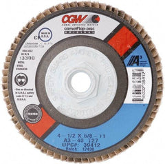 Camel Grinding Wheels - 80 Grit, 4" Disc Diam, 3/8-24 Center Hole, Type 27 Aluminum Oxide Flap Disc - 15,300 Max RPM, Polyester Backing, Arbor Attaching System, Coated - Industrial Tool & Supply