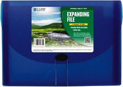 C-LINE - 13 x 9-1/4 x 1-5/8", Letter Size, Blue, Expandable File Folders with Top Tab Pocket - Has Index Tabs, 1 per Box - Industrial Tool & Supply