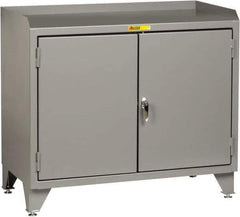 Little Giant - 48 Wide x 24" Deep x 43" High, 12 Gauge Steel Workstation - Fixed Legs With Adjustable Height Glides, Gray - Industrial Tool & Supply