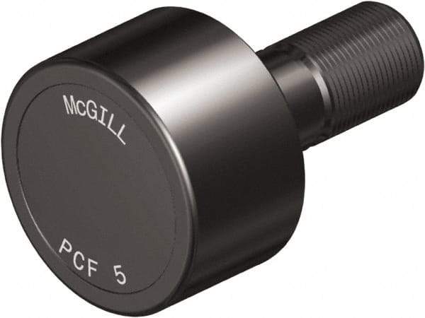 McGill - 4-1/2" Roller Diam x 2" Width, 1-1/4" Stud Diam x 2-3/4" Length, Plain Load Roller - Steel, 1-3/4" Thread Length, 1-1/4-12 Thread, 4-3/4" OAL, 14,300 Lb Dynamic Cap, 16,000 Lb Static Cap - Industrial Tool & Supply