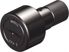 McGill - 1-3/8" Roller Diam x 3/4" Width, 1/2" Stud Diam x 1-1/4" Length, Heavy Stud Cam Follower - Steel, 5/8" Thread Length, 3/4-16 Thread, 2.03" OAL, 3,930 Lb Dynamic Cap, 8,500 Lb Static Cap - Industrial Tool & Supply