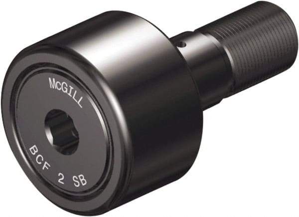 McGill - 2-1/2" Roller Diam x 1-1/4" Width, 1" Stud Diam x 2-1/4" Length, Sealed Self Lubricating Stud Cam Follower with Nonmetallic Bushing and Hex - Steel, 1-1/4" Thread Length, 1-14 Thread, 3.78" OAL - Industrial Tool & Supply